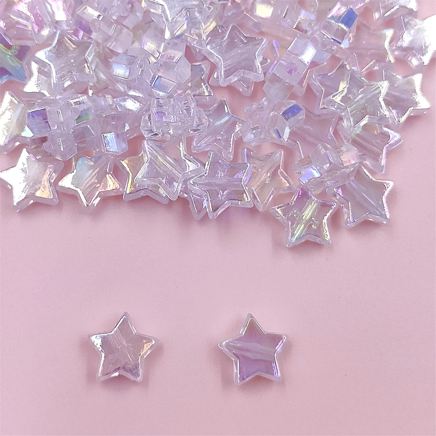6-10mm 20/50pcs/bag AB Colored Transparent Acrylic Heart Star Beads DIY Necklaces Earrings Bracelet Jewelry Making Materials