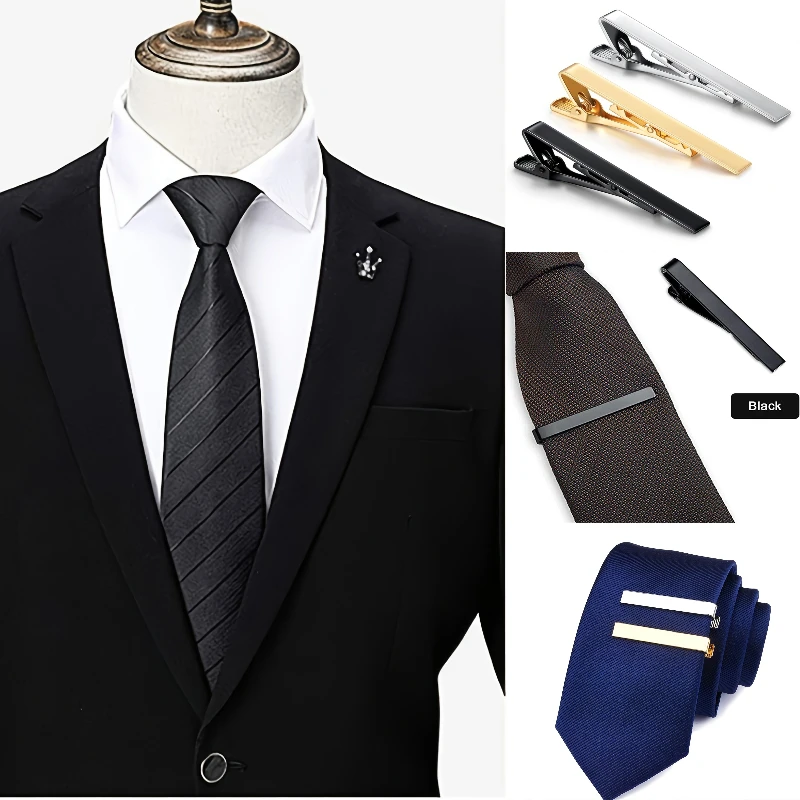 Men\'s Business Tie Clip Ideal Gift for Wedding and Business Suitable for Regular Ties Necktie Pin Clips