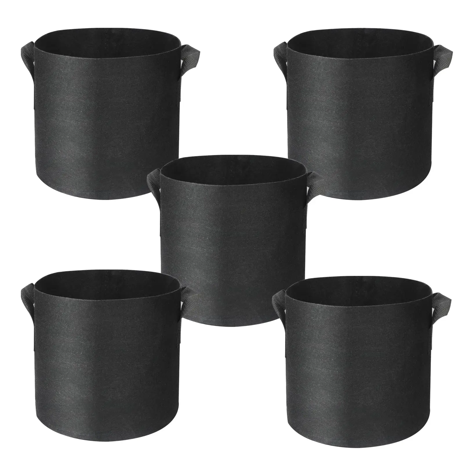 5-Pack 5 Gallon Grow Pots,Heavy Duty Thickened Nonwoven Plant Fabric Pots with Handles for Gardening