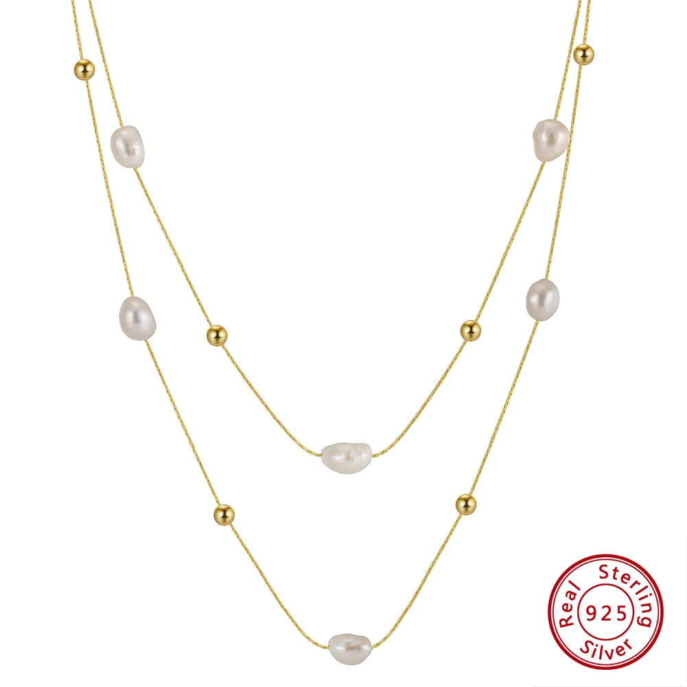 

Kiss Mandy модные ювелирные изделия 2-слойный натуральный пресноводный жемчуг подвески-цепочки-колье ожерелья из стерлингового серебра 925 пробы подарок GPN50