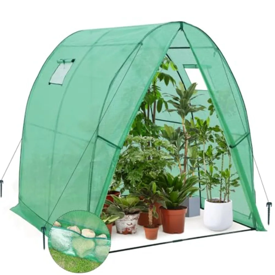 

EAGLE PEAK Tunnel Greenhouse Garden Green House with Zippered Door and 2 Rollup Side Windows 70.9x70.9x78.7 Clear Green for Out