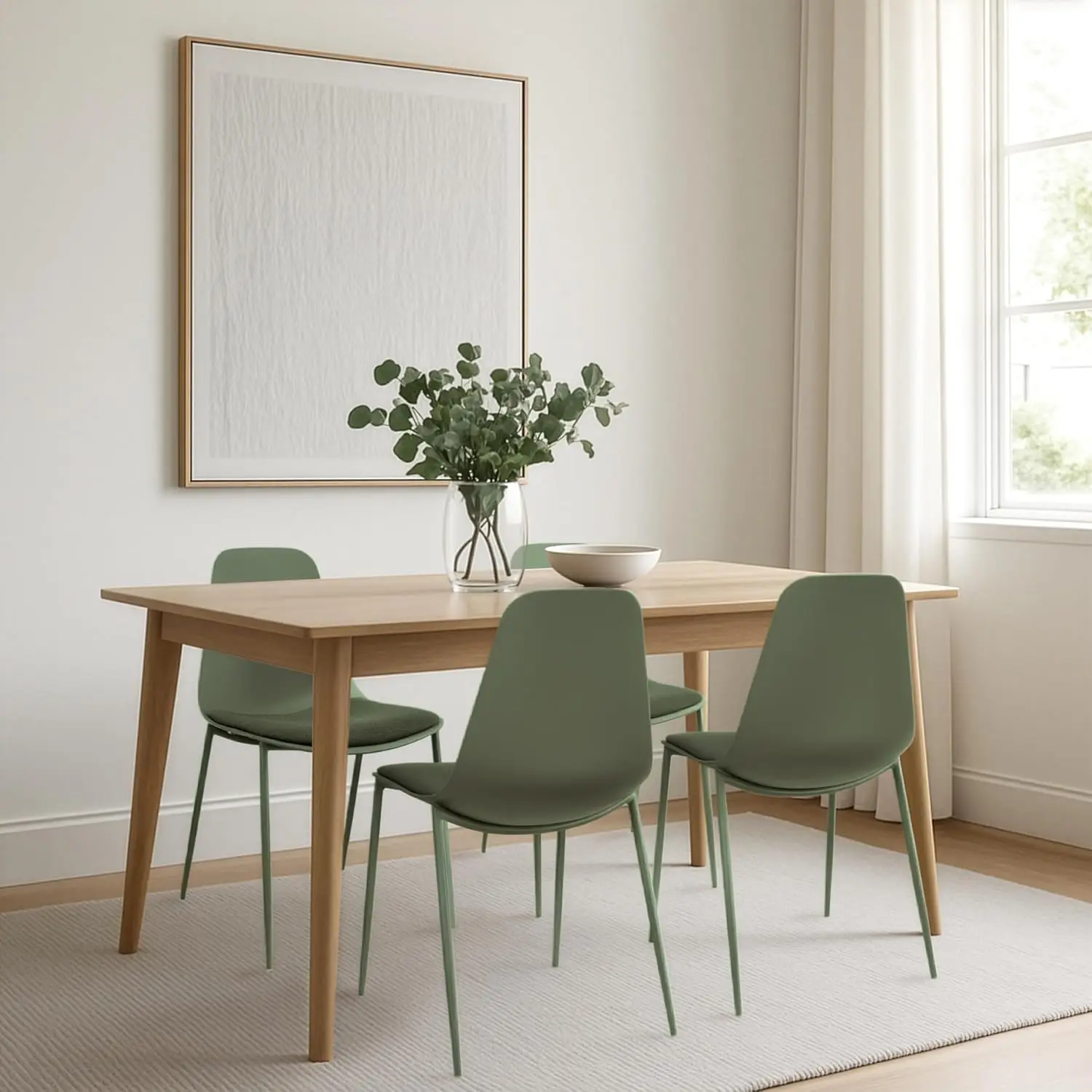 #Modern Kitchen Dining Chair | Fabric Padded Cushion | Metal Legs and Armless Plastic Seat | Office Indoor Patio, Customized