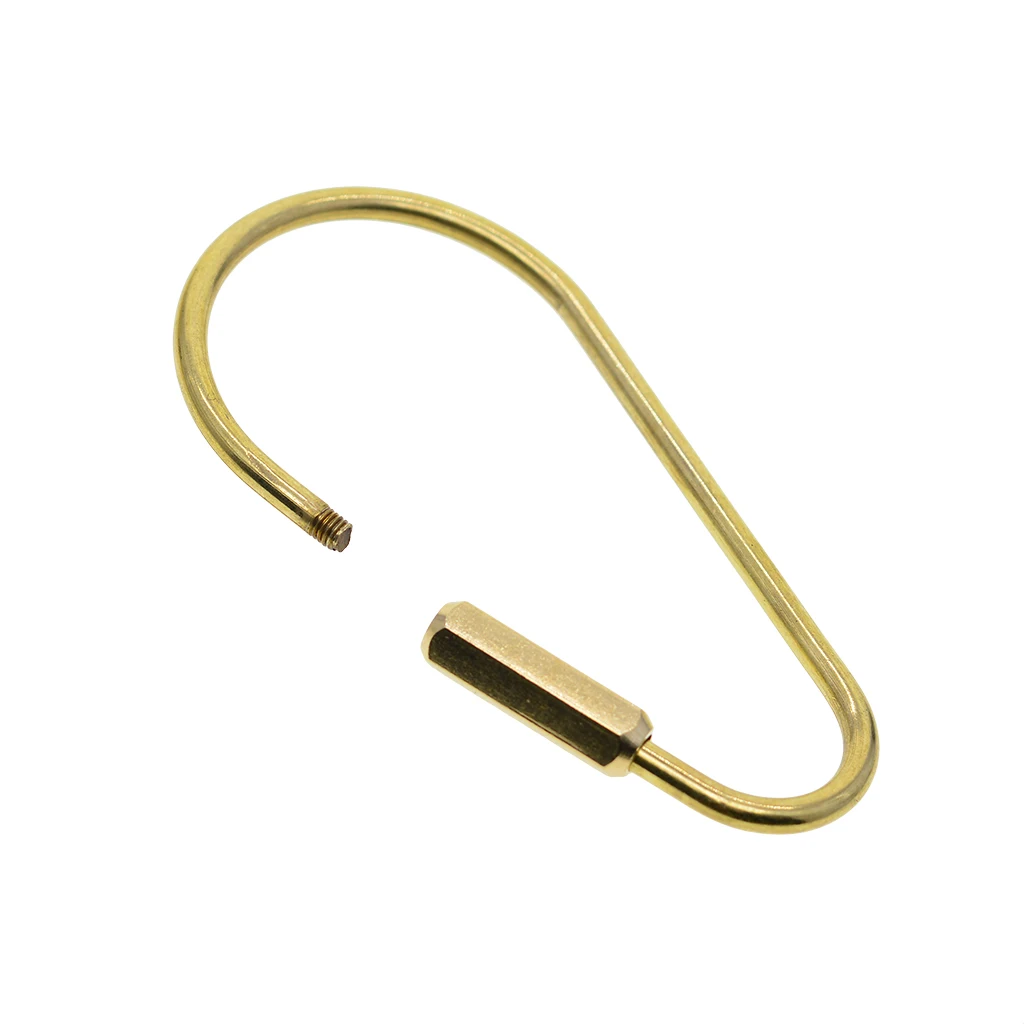 6pcs 3-inch Raw Brass Oval Kidney Pear Shape Carabiner Keyring Screw Lock Hook EDC Tool for Scrapbooking