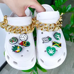 Nuovo arrivo giamaica Flags Weed 420 Charms per scarpe labbra verdi decorazione per scarpe da calcio zoccoli per sigarette Charms bomboniera