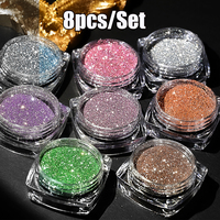 8Box Holographic Reflective Glitter Nail Powder Flash Diamond Shiny Crystal Pigment Dip Chrome Dust Nail Art Manicure Accessory