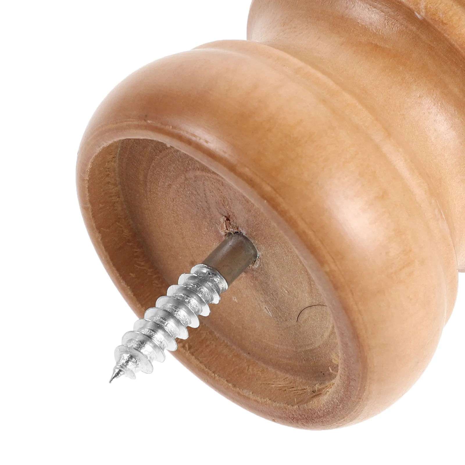 2Pcs Curtain Rod Finials Natural Wood Grain Crown Design Fit 23Mm Drapery Rod Ends Decorative Window Treatment Hardware