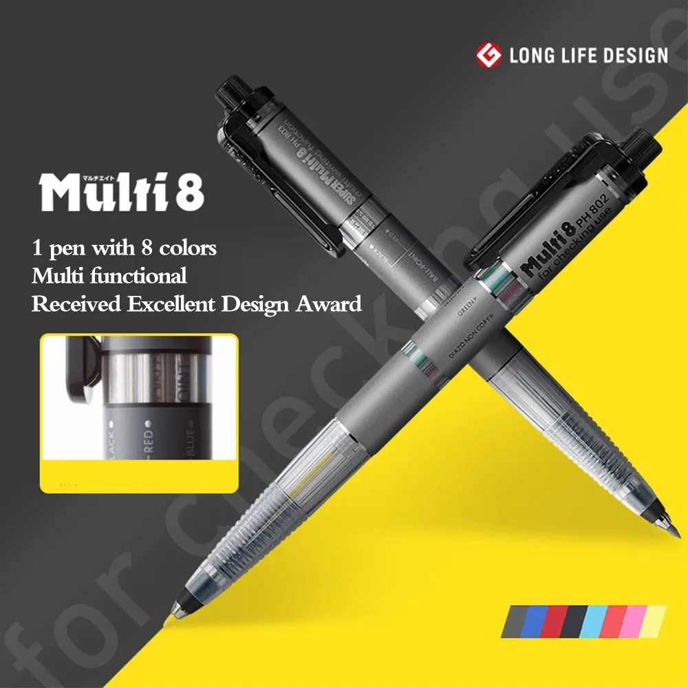 Japan Stationery Award Pentel Multi+8 Color Lead Mechanical Pencil Ballpoint Pen Multi Function Modules Painting Supplies