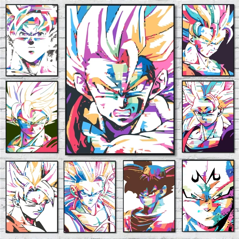 

Dragon Ball Decorative Painting Sun Wukong Super Saiyan Japanese Anime Hanging Picture Living Room Decoration Bedside Mural