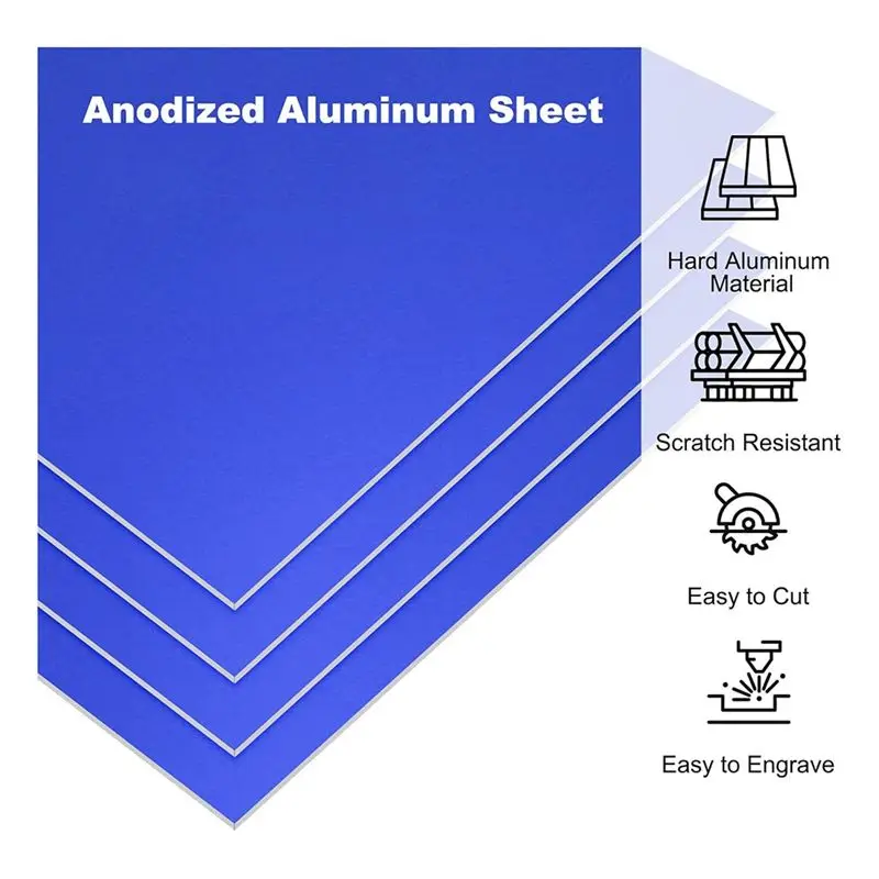 ABUL-7X5x1/32Inch Anodized Aluminum Sheet, 10Pcs Metal Rectangle Aluminum Plate 0.8Mm Thick Engraving Blanks For Laser DIY