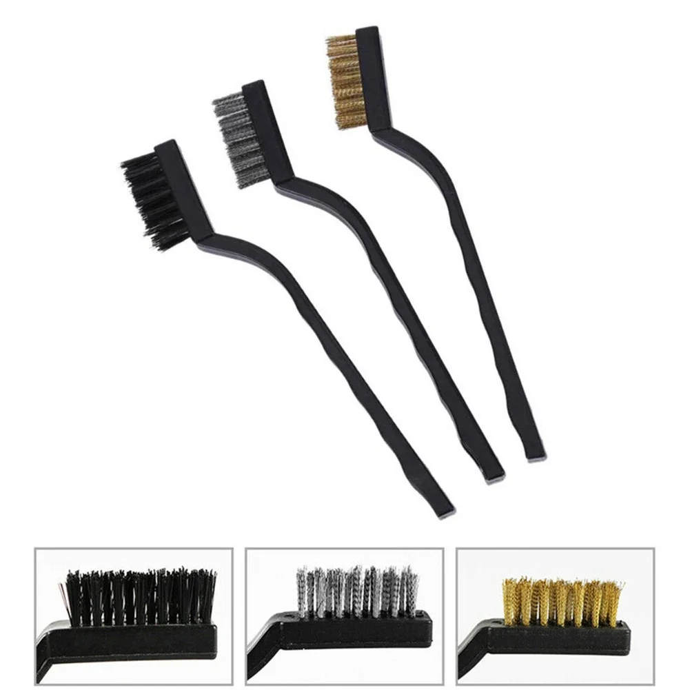1/3pc 17cm Stainless Steel Copper Nylon Wire Brush Rust Scrub Remove Cleaning Tools Manual Cleaning And Maintenance Tools