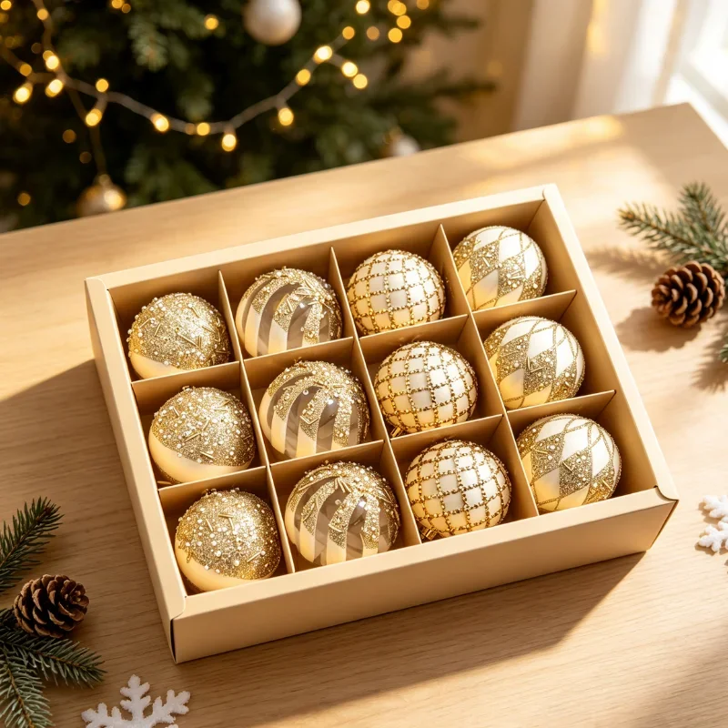 12 Stück Luxuriöse Handgefertigte Weihnachtskugeln, Juwelenbesetzte Glitzernde Christbaumkugeln, 6cm/2,36 Zoll Baumdekorationen, Ideales Weihnachtsgeschenk 2026