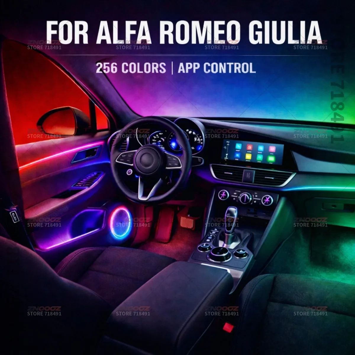 22in1 RGB Car Interior Acrylic Car Ambient Lights RGB Hidden Acrylic Strip Decoration Atmosphere Accessories For ALFA GIULIA