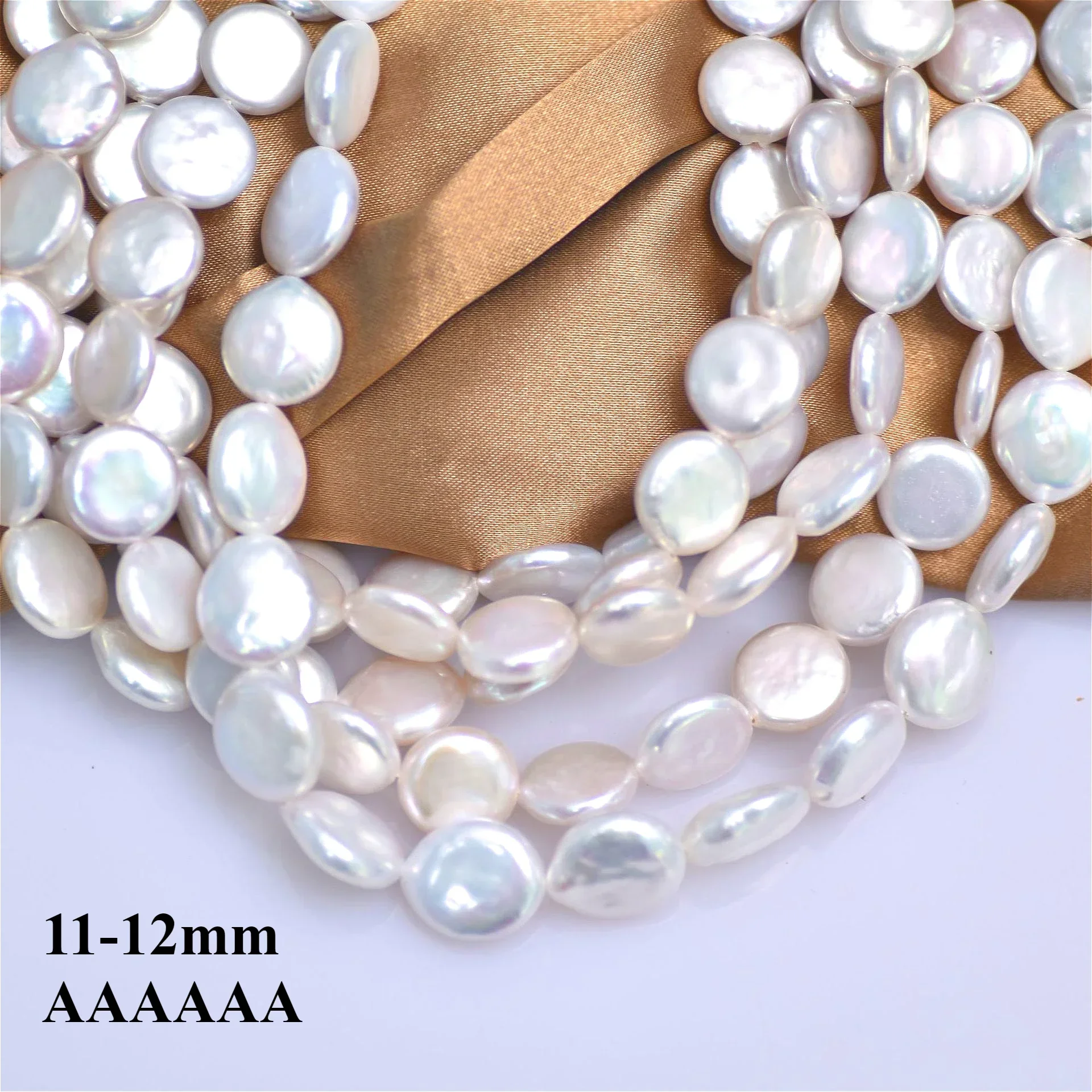 11-12mm 6A Natural Radiant Freshwater White Round Pearl Well-polished Loose  Bead Jewelry Make DIY Necklace Bracelet Accessories