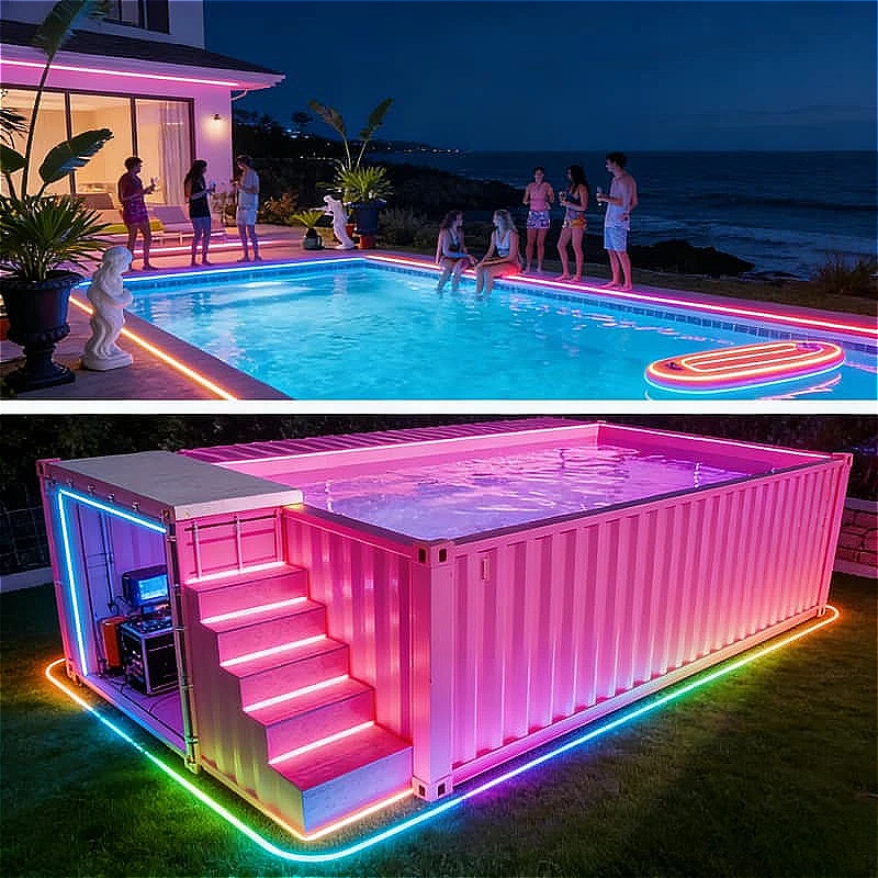 Piscina Contenedor de Lujo de Alta Calidad, Piscina Portátil de Acero Inoxidable para Apartamentos, Azoteas, Bienestar Privado, Personalizable