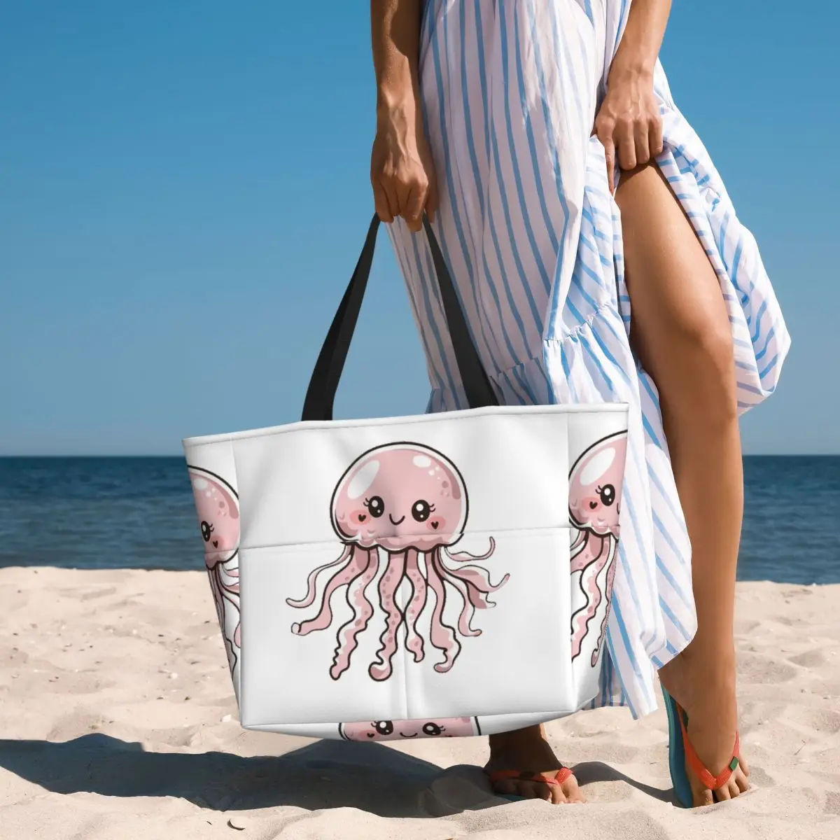 

Cute Jellyfish Kawaii Design Beach Tote Bag Sport Gym Yoga Duffle Large Tote Bag Women Travel Bag Fitness bag
