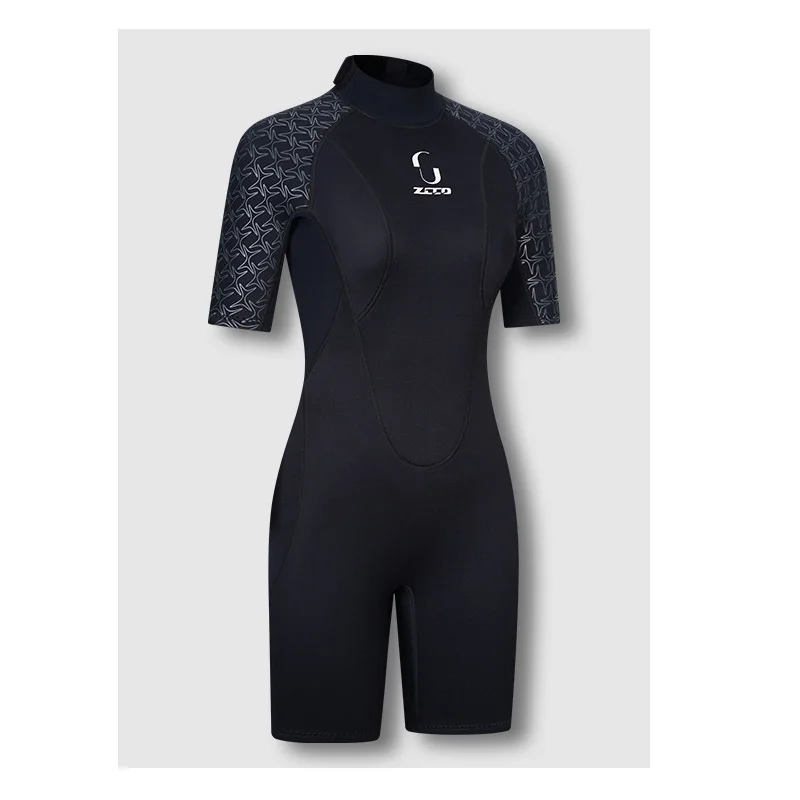 Women Shorty Wetsuit, 3mm Neoprene Wet Suits Back Zip Surfing Diving Swimming Snorkeling Suit, One-piece Full Thermal Swimsuit