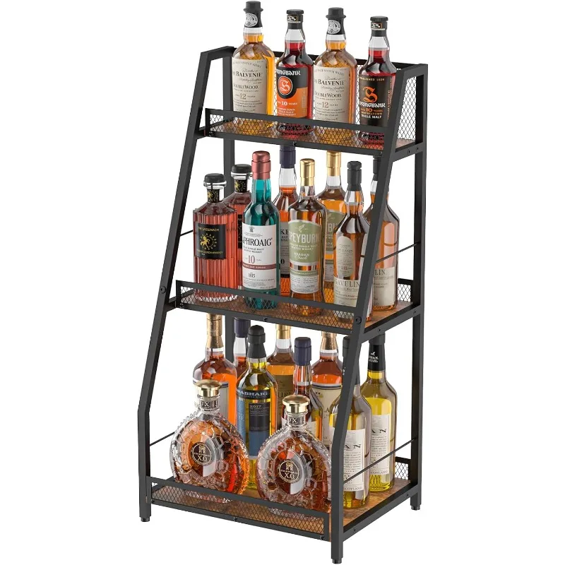 

Trapezoid Liquor Stand for Home Bar, Stepped Wine Racks Freestanding Floor for Liquor Whiskey Wine