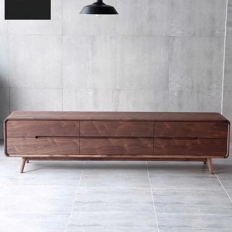 

North American black walnut log living room TV cabinet all solid wood small apartment modern simple Nordic light luxury
