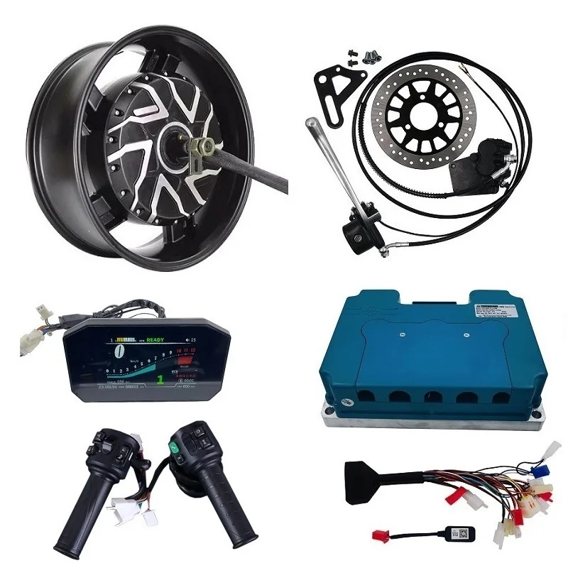 Electric Motorcycle Hub Motor Kits 6.0x17 Inch Rated 12000W with Fardriver Controller ND961200 for Customized Bike Conversion
