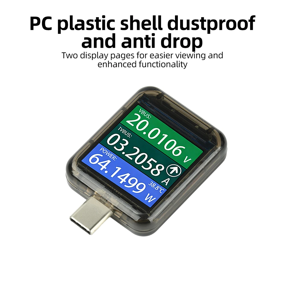 Typ-C Multifunktionaler Digitaler DC-Spannungs- und Strommesser, Leistungsmesser, USB-Bidirektionaler Lademonitor, Schnellladetester – Detail 6