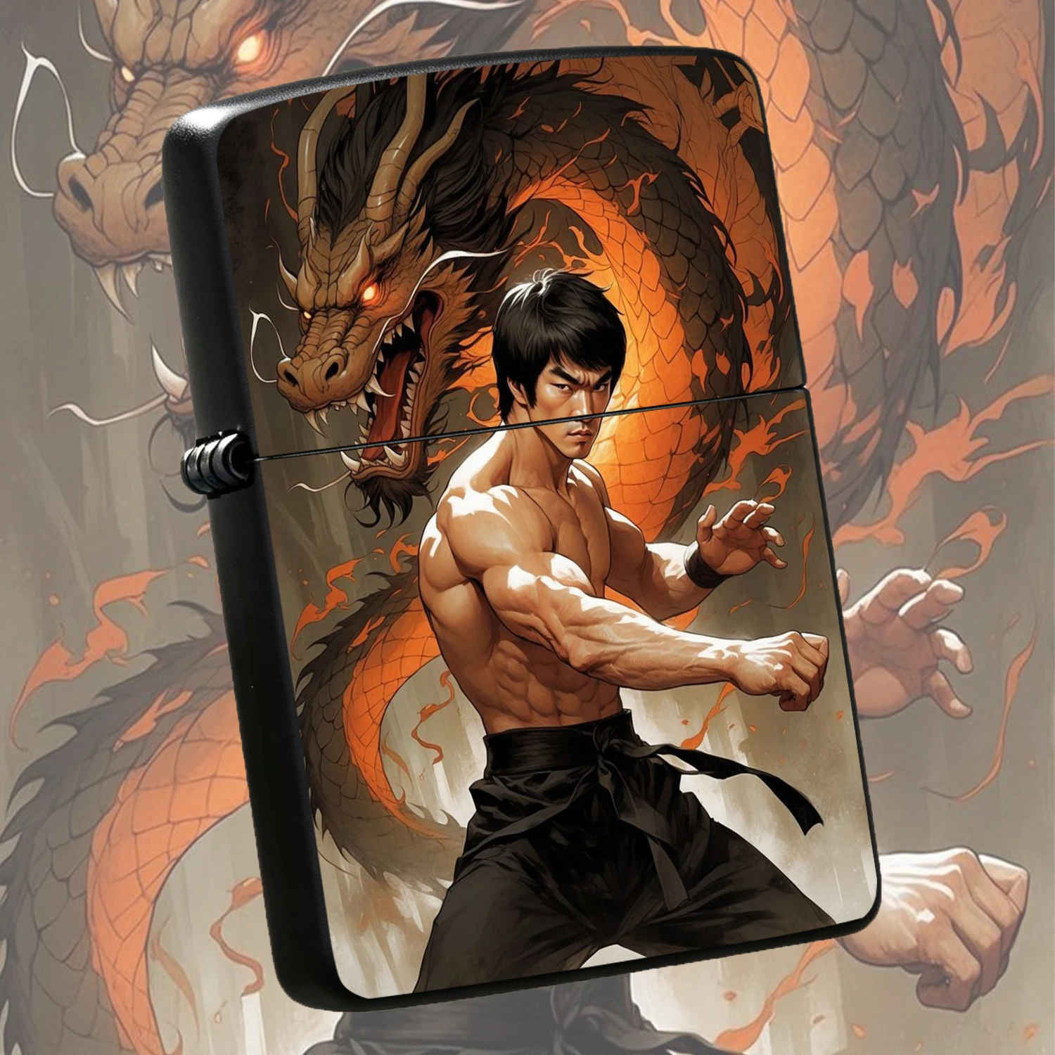 Classic Kung Fu Themed Creative Trendy Decor Piece With Oriental Dragon Art Vibe Full Scene Adaptation Portable Practical Accessory Unique Memorial Gift For Martial Arts Enthusiasts Daily Use A Humorous And Interesting Lighter