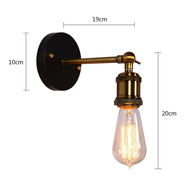 Industrial Retro Wall Lamp Single-Head Adjustable Angle Wall Light For Bedside Decor Indoor Lighting Excluding Light Bulbs