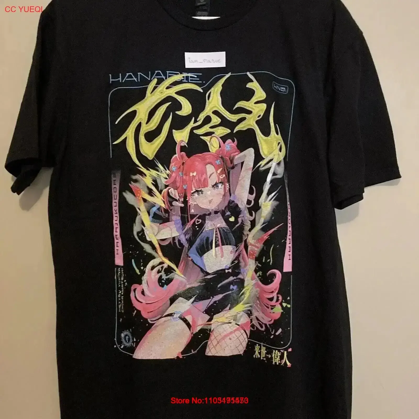 

Редкая официальная футболка Hanabie Size Large Tour, винтажный стираный модный топ Hanabie для повседневной одежды, универсальный