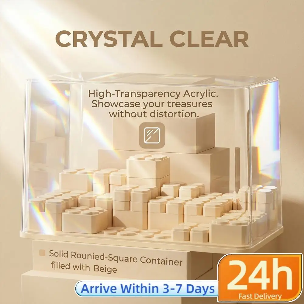 

DIY Stackable Transparent Display Case w/ Movable Block for Collectible (Medium)