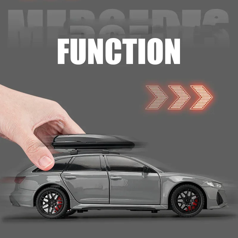 1:24 Scale Audis RS6 Sport Travel Diecast Car Metal Model With Light And Sound Vehicle Alloy Toy Collection For Boys Gift