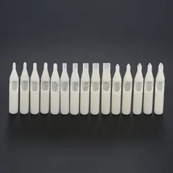 50pcs Tattoo Needle Tip Disposable Cap Nozzles Tube Round Flat Mouth Plastic 3R 5R 7R 9R 11R 5F 7F 9F 11F 13F Tattoo Supplies