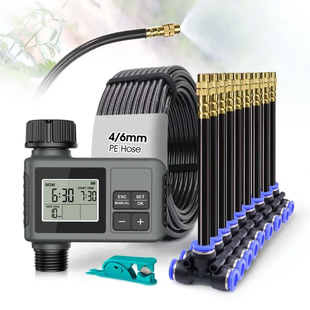 

30-5 м ЖК-дисплей с быстрым подключением, распылительный спринклер, таймер, комплект для орошения, пользовательская система автоматического полива, гибкая регулировочная насадка