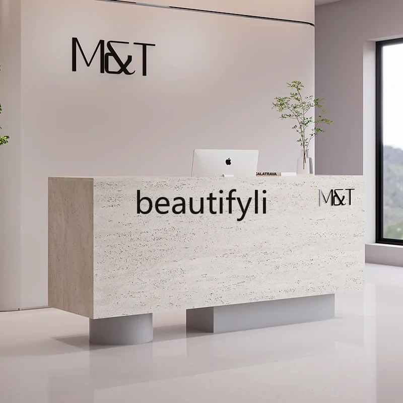 Imitation travertine checkout page Clothing store Bar reception Women's clothing store Beauty shop Yoga reception counter D80