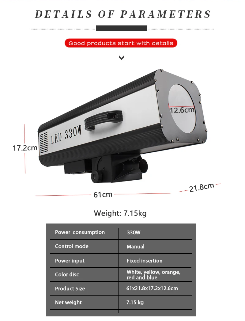 SHEHDS LED 330W Follow Spotlight mit Flightcase DJ Spotlicht für Hochzeit Theater Conert Bühne – Detail 3