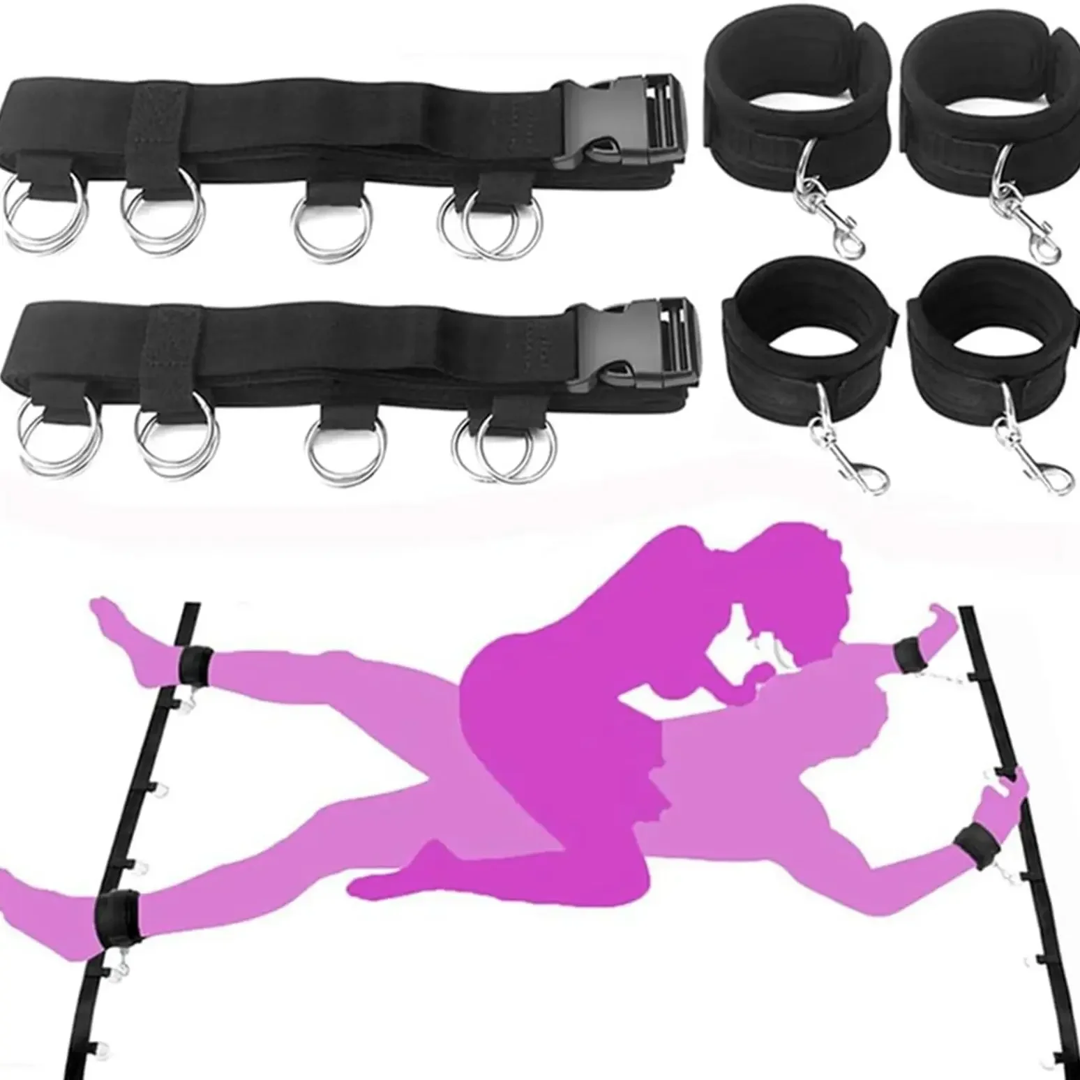 BDSM Handcuff Bed Restraint Sex Toy Set Leg Cuffs Adult Couple SM Slave Bondage Bed Strap System 18+ Sex Games Product Shop