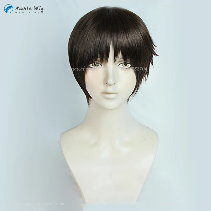 Anime EVA Ikari Shinji Cosplay Wig Short Black Brown Man Women Wigs Heat Resistant Synthetic Hair Shinji Ikari Wigs + Wig Cap