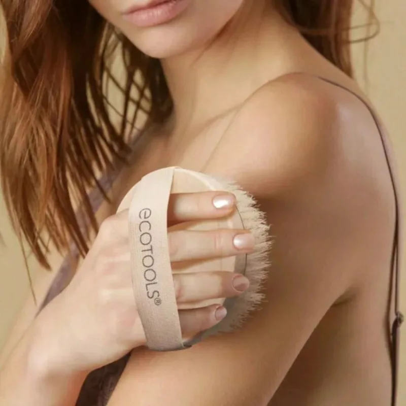 فرشاة الجسم ذات الفرشاة الجافة - رمادي - فرشاة جافة عادية تساعد على إزالة الجفاف للبشرة أكثر متساوية وأكثر إشراقًا