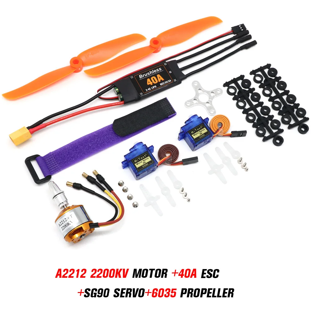 A2212 2212 2200KV 1400KV 1000KV Borstelloze Motor 30A 40A/40A BLheli ESC SG90 9G Micro Servo voor RC Vaste Vleugel Vliegtuig Helikopter