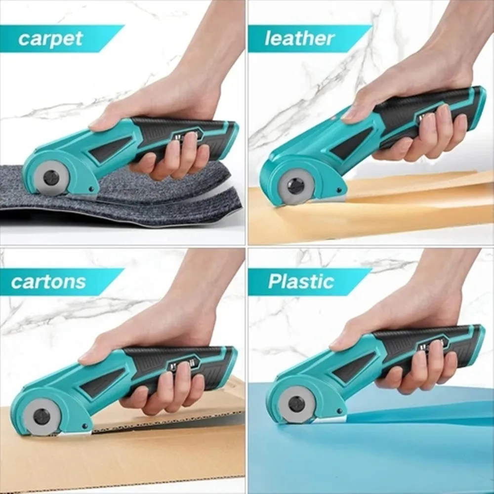 Cordless Electric Scissors Rotary Cutter Electric Cardboard Box Cutter Safety Button Led Light Lightweight Cardboard Thinner