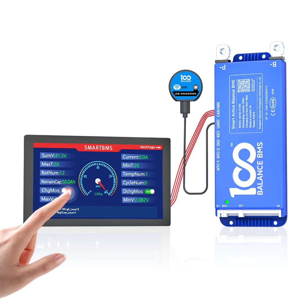 DALY Smart bms 4S 12V 8S 24V 16S 48V 100A 150A 200A LiFePo4 Active Balance BMS for lithium battery with LCD RS485 UART BT WIFI