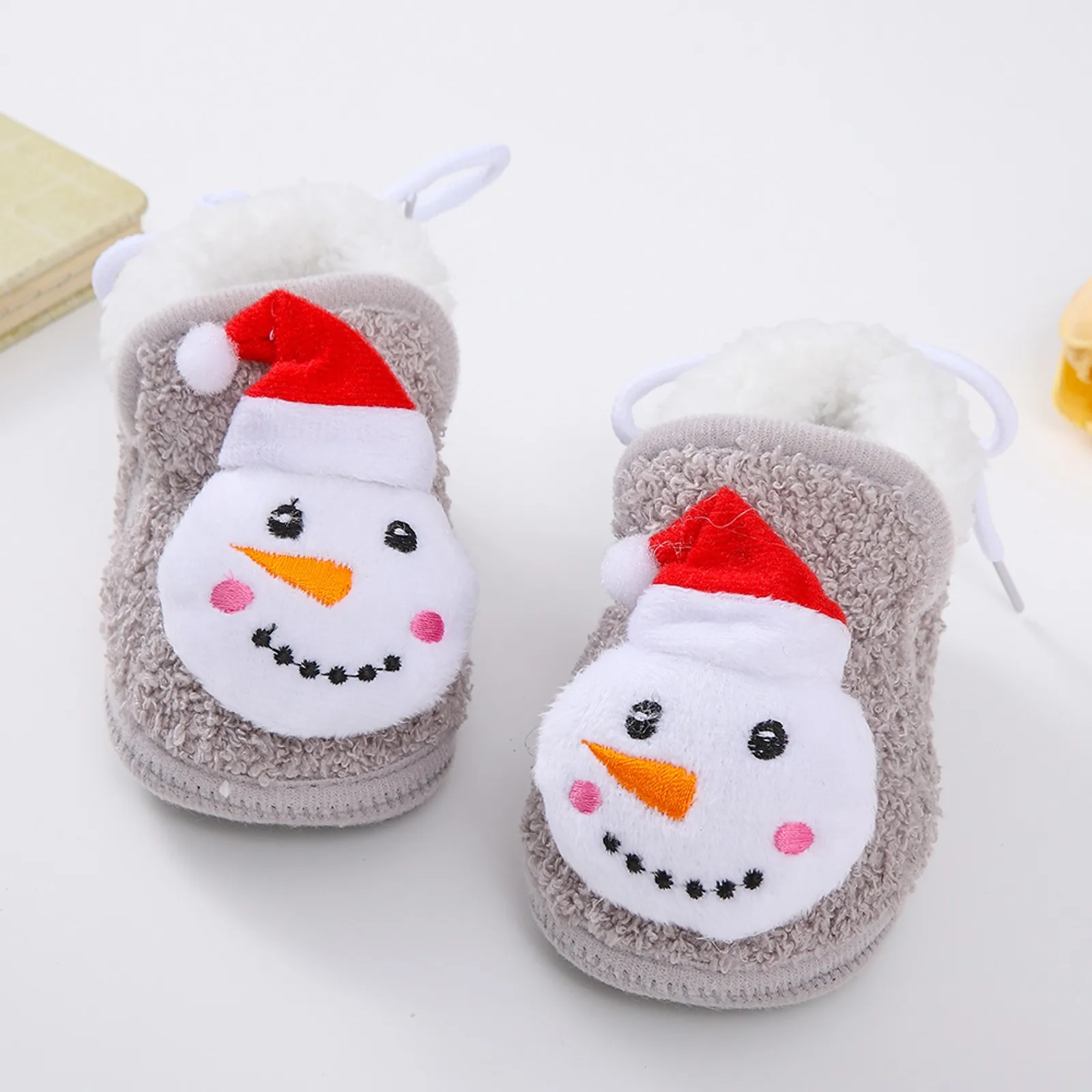 

Christmas Infant Baby First Walkers Winter Thick Warm Newborn Shoes For Girls Boys Soft Cute Toddler Shoes 0-18Month Santa Claus