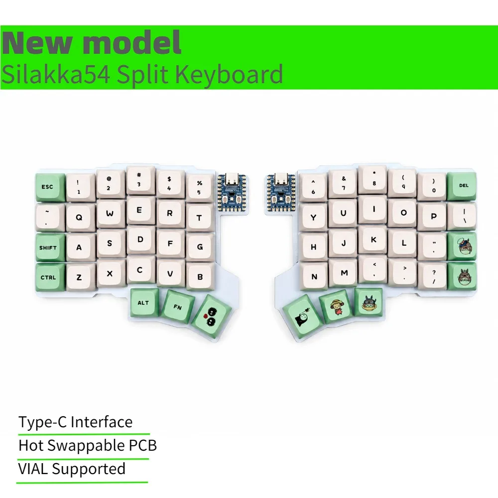 New Model Silakka54 Split Keyboard Support QMK/VIAL Ergonomics Split Keyboard with TRRS Cable MX/Choc Custom PC Gamer Accessory