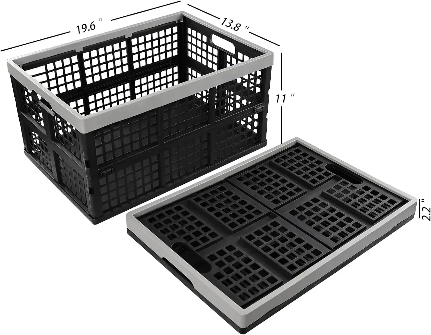 

A Collapsible Storage Crates Plastic, Large Foldable Crates Set of 3, 42 Liter