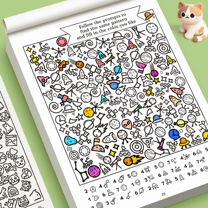 Encontre o mesmo entre 1000 padrões Encontre o mesmo jogo interativo Livro para colorir Livro de desenho divertido 32 páginas Livro de desenho para colorir