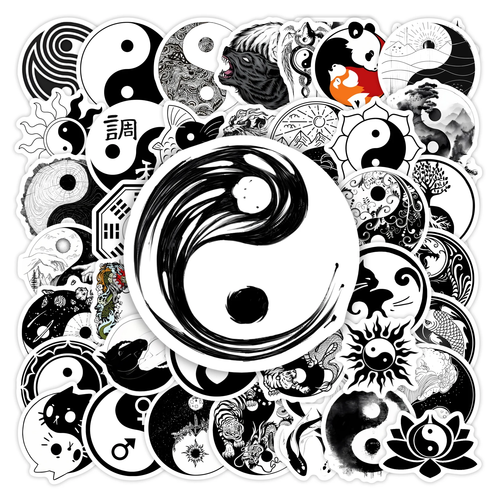 Chinese Yin Yang Stickers Taoism Zen Balance Yoga DIY Waterproof Decal for Laptops Phones Bottle Scrapbooking Luggage Decorative