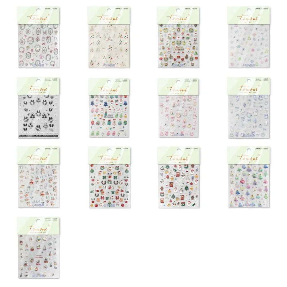 Nagelaccessoires Kerst Diamant Nagelstickers Nieuwjaar Kerstboom Kerst Nagelstickers Strik 5D Diamant Parel