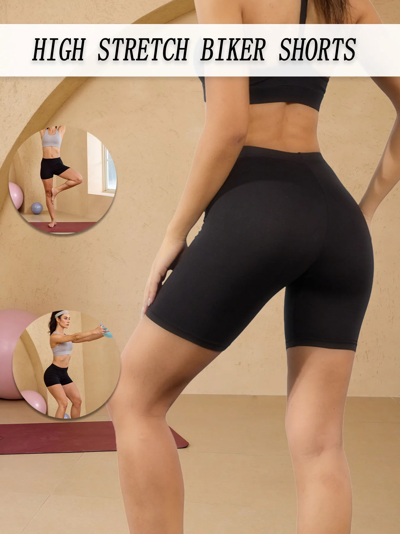 Women's Super Soft Biker Shorts High Stretchy No See Through Workout Running Yoga Athletic 6"Inseam Push Up Gym Fitness Pants