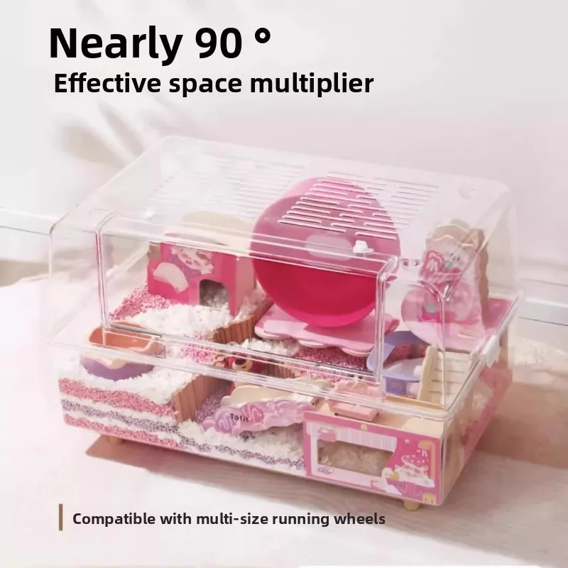 75cm Acrylic Transparent Hamster Cage Large Villa Habitat for Hamsters Dedicated Pet Home Spacious Enclosure for Small Animals