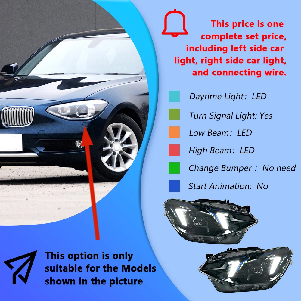 Auto koplampen voor BMW 1 Serie F20 2012-2014 LED koplampunit upgrade Fang stijl projectorlens accessoires - afbeelding 1