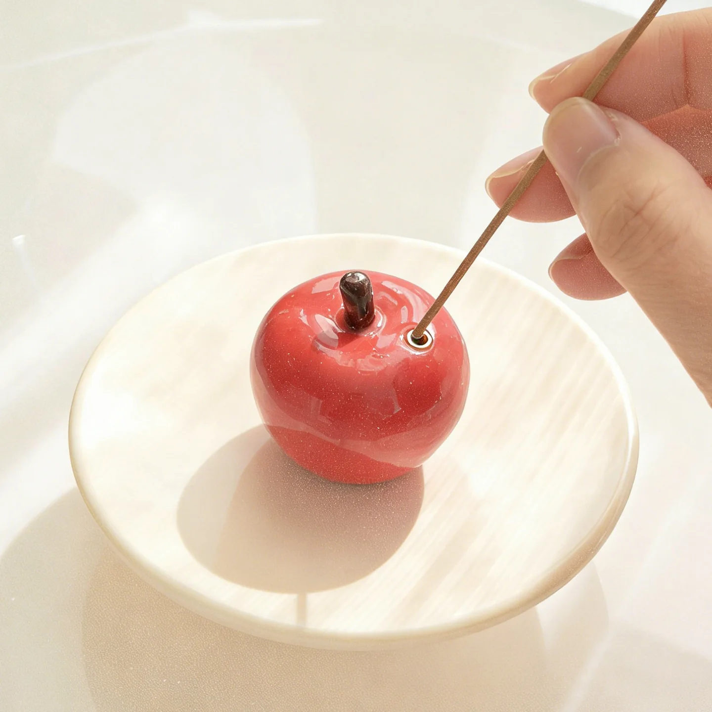 Creative Fruit Shaped Incense Holder, 3D Cute Incense Insertion Plate Decoration, Banana and Apple