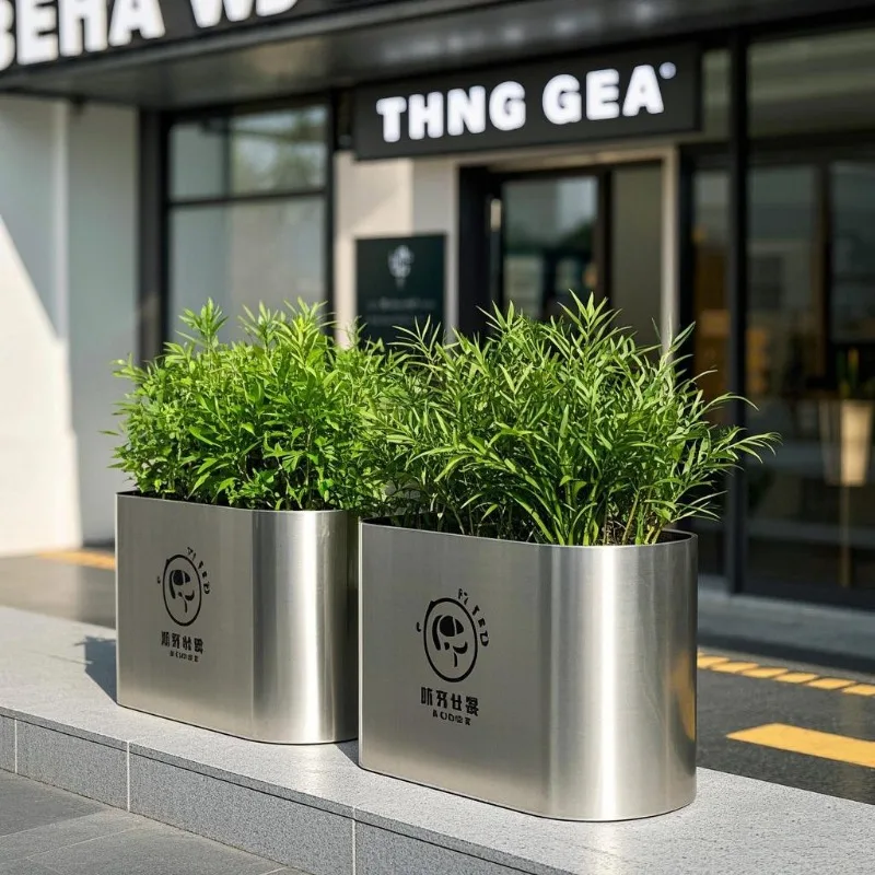 Home Stainless steel flower box custom outdoor wrought iron flower slot combination pot flower bed metal indoor and outdo